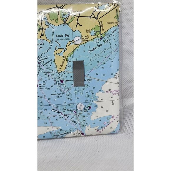 Nautical Chart Double Light Switch Plate Cover With Hyannis Harbor Map Design - Picture 8 of 10